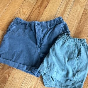 2 old navy xsmall shorts. Grey cotton and green linen shorts.
